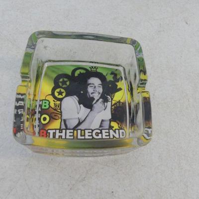 Vintage Bob Marley "Bob the Legend" Heavy Glass Ashtray