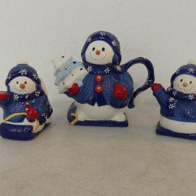 Vintage Bico Intnl. China Snowman Tea Set