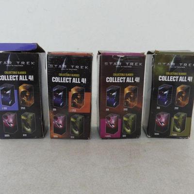 2008 Star Trek Collectible Glasses - Complete Set of 4 - New in Boxes