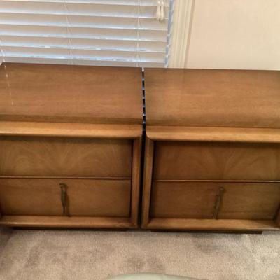 Two Midcentury Modern Walnut Red Lion Co Nightstands/Side Table Cabinets