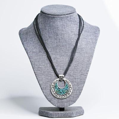Coldwater Creek Turquoise Chips Etched Medallion Necklace