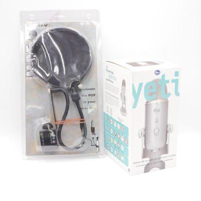 Blue Yeti USB Professional Microphone & Nady Audio Pop Filter (6")
