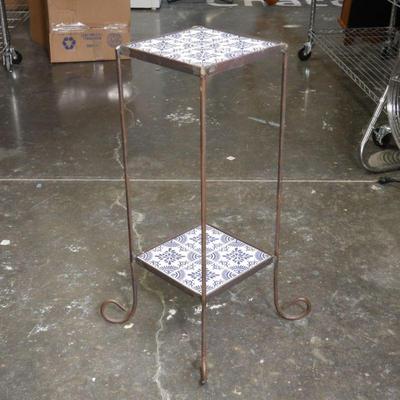 Hand Crafted 2-Tier Tile Top Plant Stand