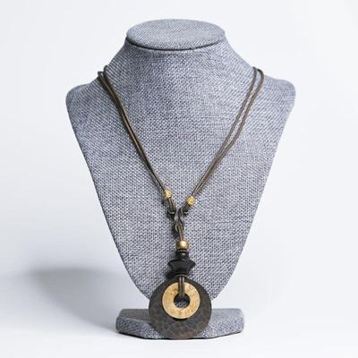 Boho Hammered Metal Pendant Necklace