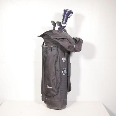 Lot of 3 Assorted Golf Clubs w/ Datrek Golf Bag