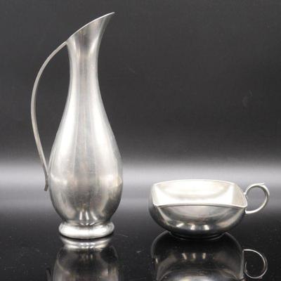 MCM Royal Holland Daalderop Pewter Pitcher & Bowl