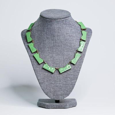 MCM Green Enamel Over Copper Necklace