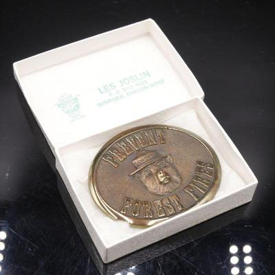 1987 Smokey Bear Belt Buckle by Les Joslin