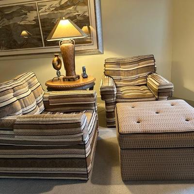 Quality Club Chairs & Ottoman by Harden