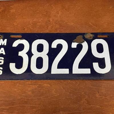 MA License Plate Porcelain