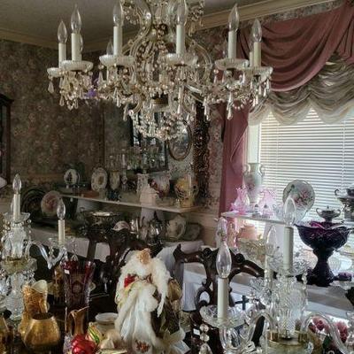 Fixtures/chandeliers are for sale. 