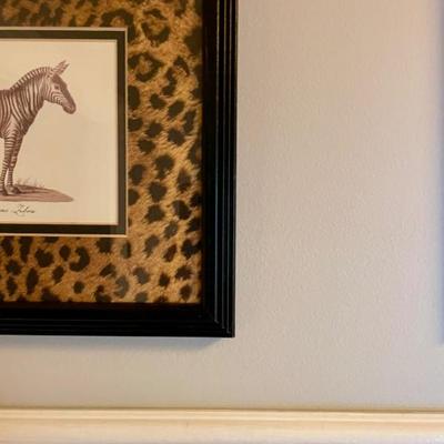 Beautiful exotic African safari animals framed and matted with animal motif