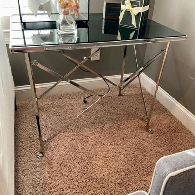 Ralph Lauren Chrome lion paw and black glass side tables, FANTASTIC