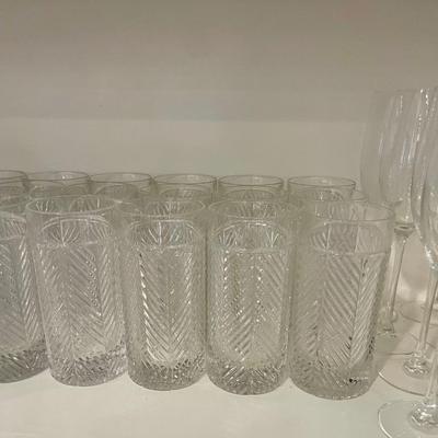 So many of Ralph Lauren Highball Houndstooth pattern glassware
