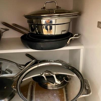Cook service All-Clad Pots, Pans, everything you can every want and all like brand new. 