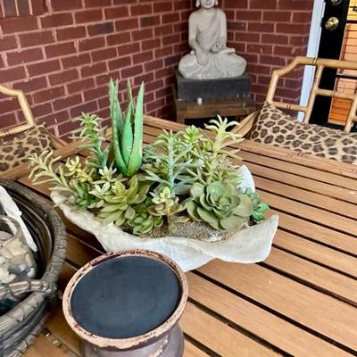 We have a wonderful collection of outdoor furniture, accessories, statues, pots, benches, a Weber grill with copper color steel case, two...