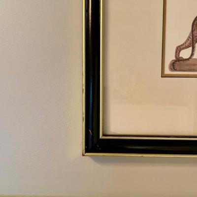 Beautiful exotic African safari animals framed and matted with animal motif