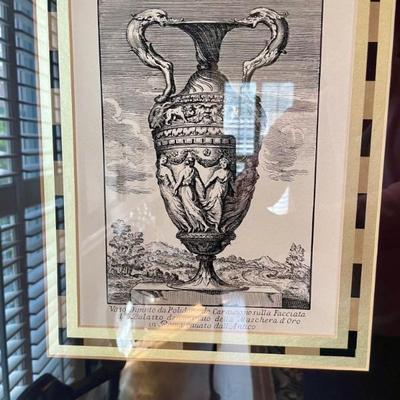 A lot of great framed pictures, architectural, historical themes