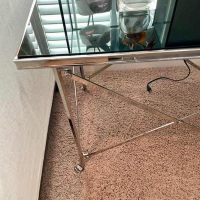 Ralph Lauren Chrome lion paw and black glass side tables, FANTASTIC
