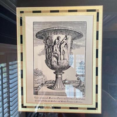 A lot of great framed pictures, architectural, historical themes