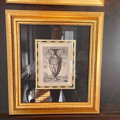 A lot of great framed pictures, architectural, historical themes