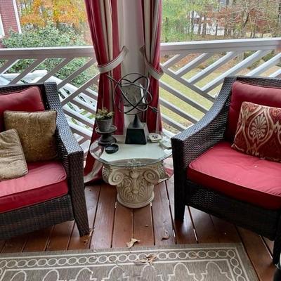 We have a wonderful collection of outdoor furniture, accessories, statues, pots, benches, a Weber grill with copper color steel case, two...