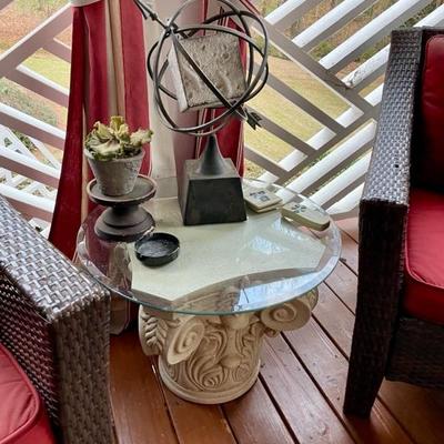 We have a wonderful collection of outdoor furniture, accessories, statues, pots, benches, a Weber grill with copper color steel case, two...