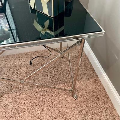 Ralph Lauren Chrome lion paw and black glass side tables, FANTASTIC One of a Pair