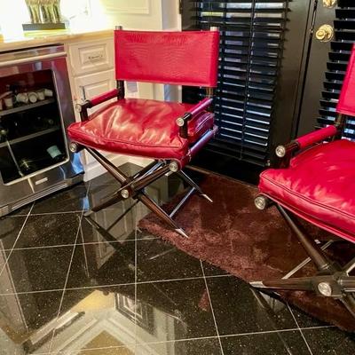 WOW, one of a pair of Theodore Alexander Red Alligator embossed Leather Director Chairs NEW WITH TAGS never used!
