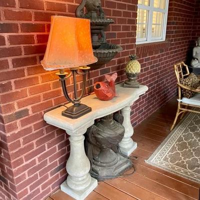 We have a wonderful collection of outdoor furniture, accessories, statues, pots, benches, a Weber grill with copper color steel case, two...