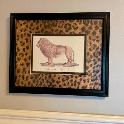 Beautiful exotic African safari animals framed and matted with animal motif