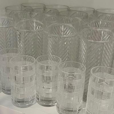 So many of Ralph Lauren Highball Houndstooth pattern glassware