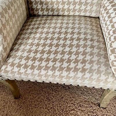 Houndstooth  tan fabric wingback
