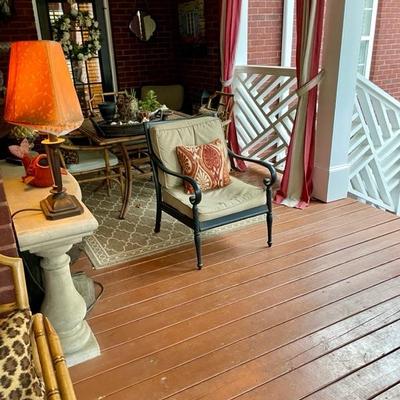 We have a wonderful collection of outdoor furniture, accessories, statues, pots, benches, a Weber grill with copper color steel case, two...