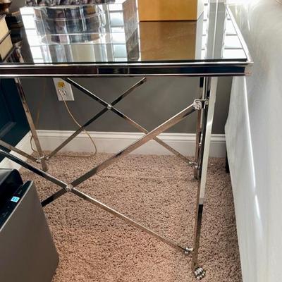 Ralph Lauren Chrome lion paw and black glass side tables, FANTASTIC