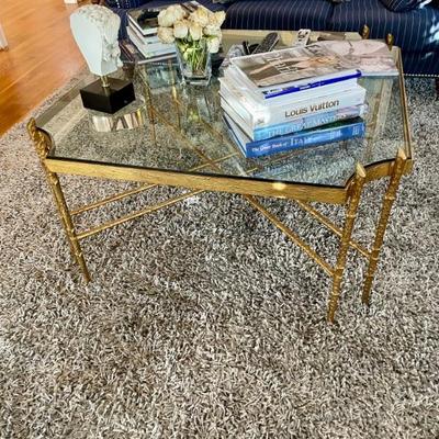 Beautiful glass and gilt iron coffee table