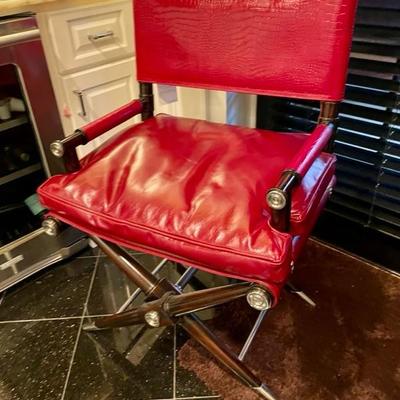 WOW, one of a pair of Theodore Alexander Red Alligator embossed Leather Director Chairs NEW WITH TAGS never used!