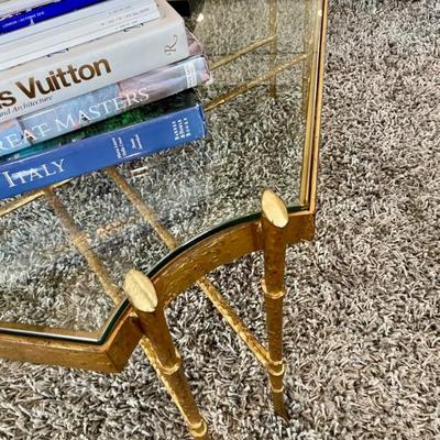 Beautiful glass and gilt iron coffee table
