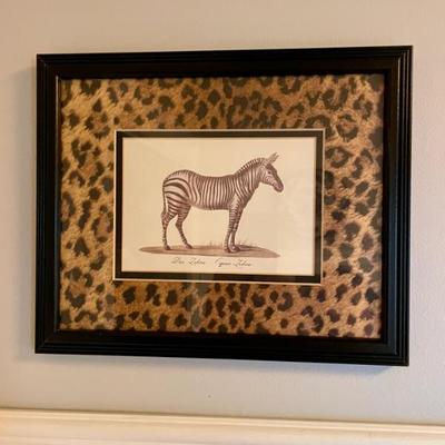 Beautiful exotic African safari animals framed and matted with animal motif