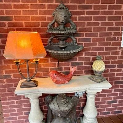 We have a wonderful collection of outdoor furniture, accessories, statues, pots, benches, a Weber grill with copper color steel case, two...