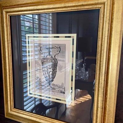 A lot of great framed pictures, architectural, historical themes
