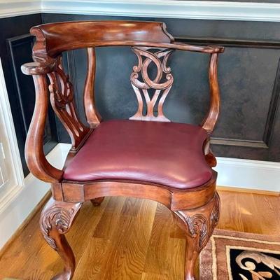 exceptional corner chair, graceful carving--not typical and rare