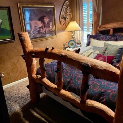 Fantastic Adirondack wooden bed! 