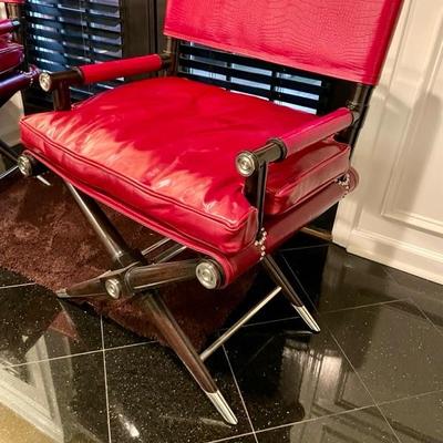 WOW, one of a pair of Theodore Alexander Red Alligator embossed Leather Director Chairs NEW WITH TAGS never used!