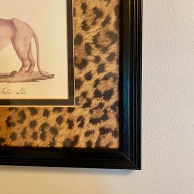 Beautiful exotic African safari animals framed and matted with animal motif