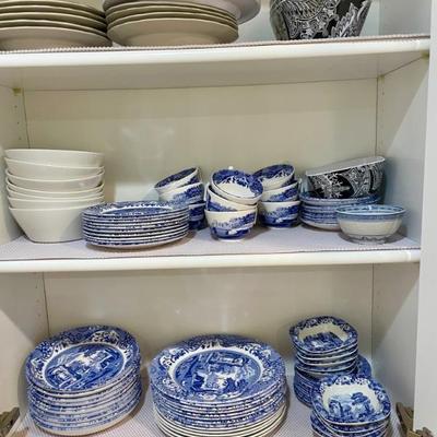 Spode Blue and White Dinner Service Italian Scenes