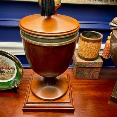Exceptional pair of wooden turned lamps