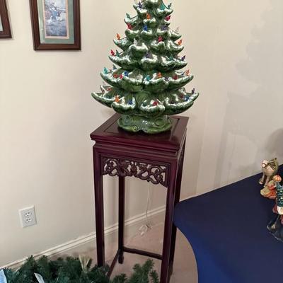 Vintage snow capped ceramic musical Christmas tree