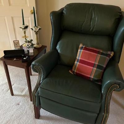 Green leather recliner
