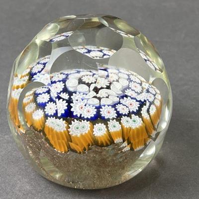 Lot 102 | Faceted Millifiori & Adventurine Paperweight
